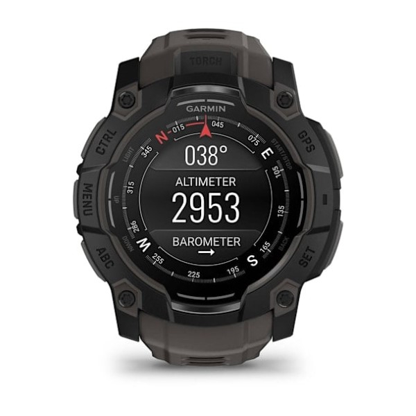 Montre Garmin Instinct 3 AMOLED Noir Bracelet Silicone Gris Charbon