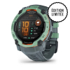 Montre Garmin Instinct 3 - 50mm AMOLED Vert Bracelet Silicone Bleu Gris