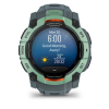 Montre Garmin Instinct 3 - 50mm AMOLED Vert Bracelet Silicone Bleu Gris