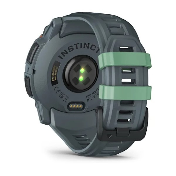 Montre Garmin Instinct 3 - 50mm AMOLED Vert Bracelet Silicone Bleu Gris