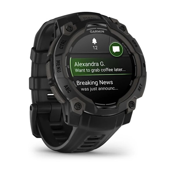 Montre Garmin Instinct 3 - 45mm AMOLED Black Bracelet Silicone Noir