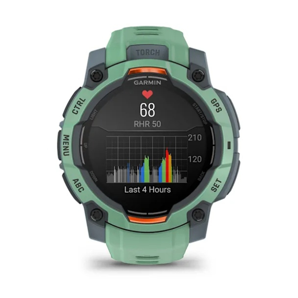 Montre Garmin Instinct 3 - 45mm AMOLED Vert d'Eau Bracelet Silicone