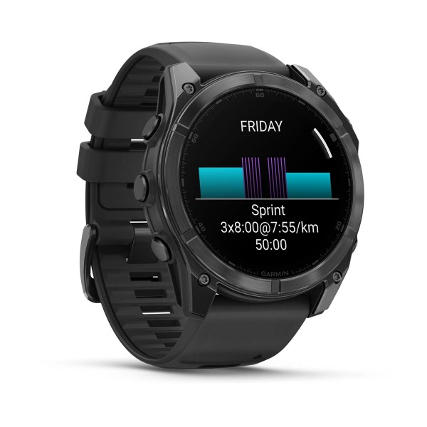 Montre Garmin Fenix 8 AMOLED Acier Gray Bracelet Noir 51mm