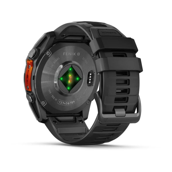 Montre Garmin Fenix 8 AMOLED Acier Gray Bracelet Noir 51mm