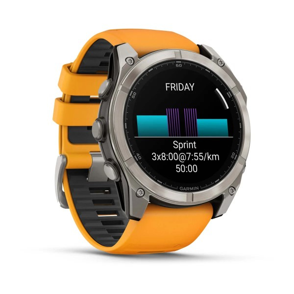 Montre Garmin Fenix 8 AMOLED Sapphire Titane Bracelet Orange 51mm 