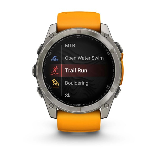 Montre Garmin Fenix 8 AMOLED Sapphire Titane Bracelet Orange 51mm 