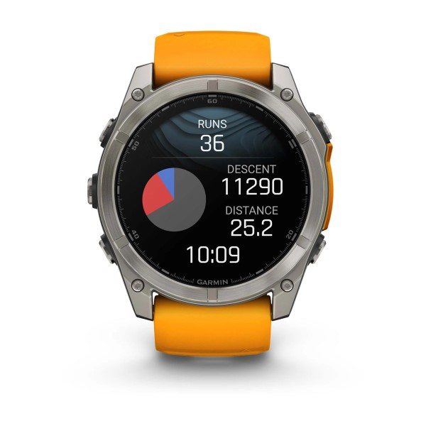 Montre Garmin Fenix 8 AMOLED Sapphire Titane Bracelet Orange 51mm 