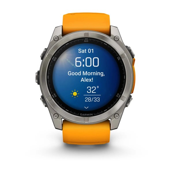 Montre Garmin Fenix 8 AMOLED Sapphire Titane Bracelet Orange 51mm 