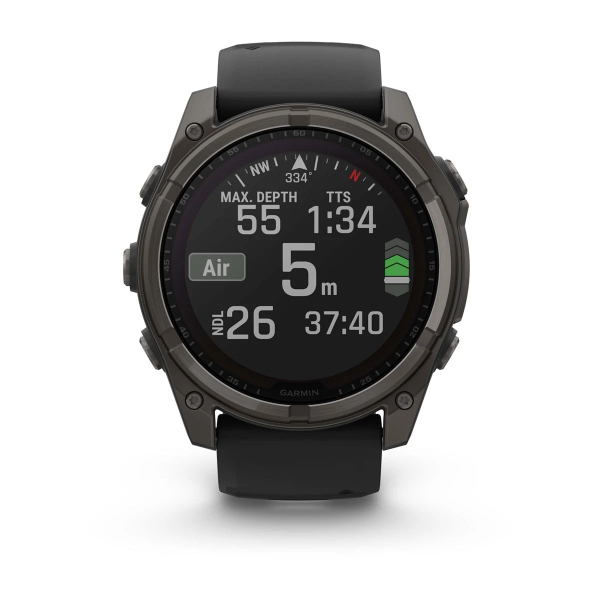 Montre Garmin Fenix 8 Solar Sapphire Titane Bracelet Noir 51mm 