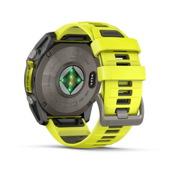 Montre Garmin Fenix 8 Solar Sapphire Titane Bracelet Jaune 51mm 