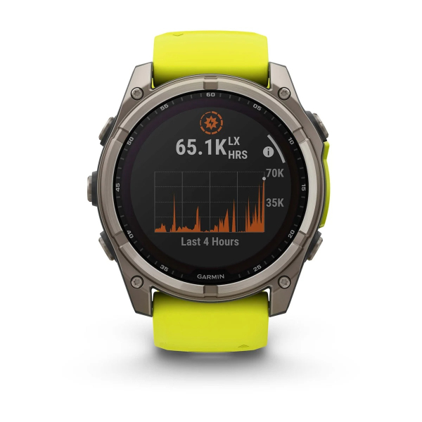 Montre Garmin Fenix 8 Solar Sapphire Titane Bracelet Jaune 51mm 