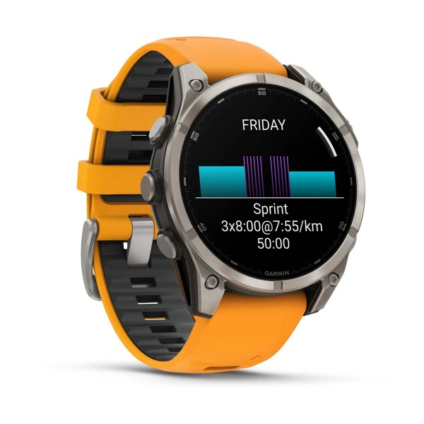 Montre Garmin Fenix 8 AMOLED Sapphire Titane Bracelet Orange 47mm 