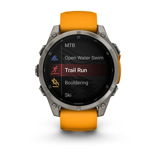 Montre Garmin Fenix 8 AMOLED Sapphire Titane Bracelet Orange 47mm 