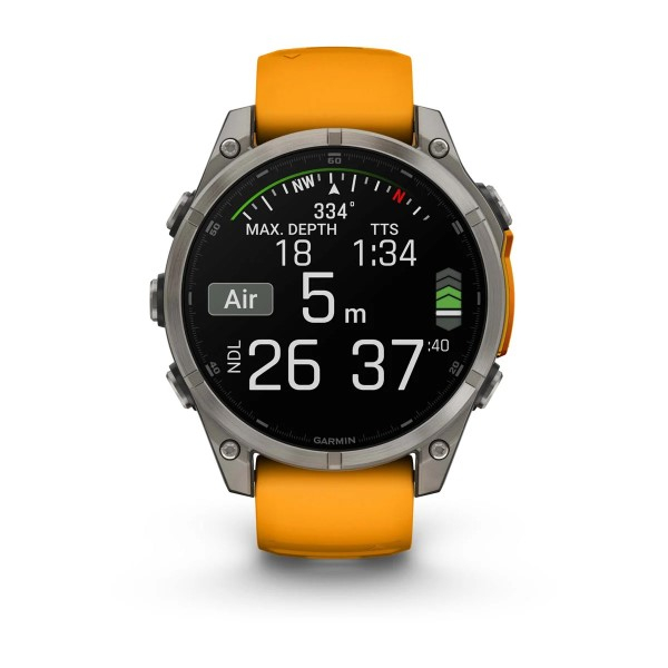 Montre Garmin Fenix 8 AMOLED Sapphire Titane Bracelet Orange 47mm 