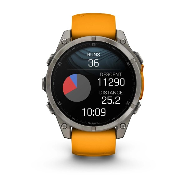 Montre Garmin Fenix 8 AMOLED Sapphire Titane Bracelet Orange 47mm 