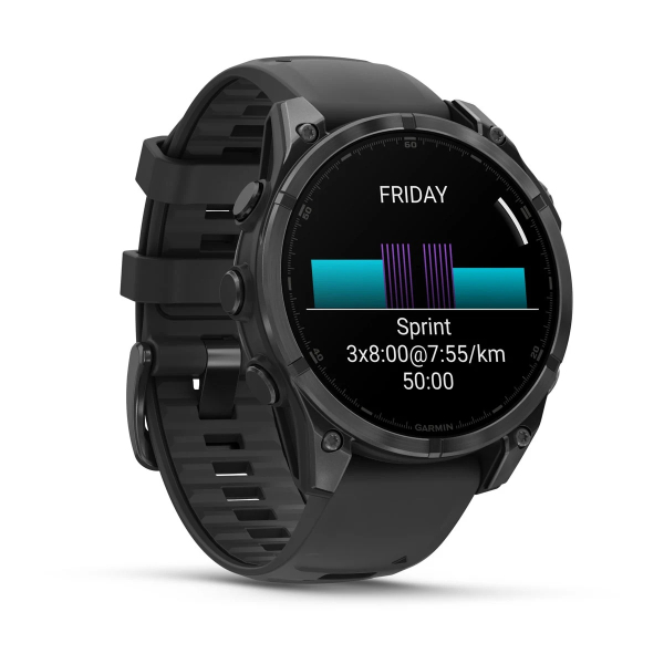 Montre Garmin Fenix 8 AMOLED Acier Gray Bracelet Noir 47mm 