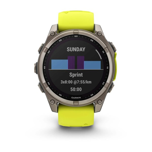 Montre Garmin Fenix 8 Solar Sapphire Titane Bracelet Jaune 47mm 