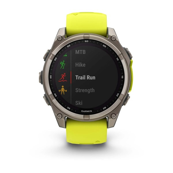 Montre Garmin Fenix 8 Solar Sapphire Titane Bracelet Jaune 47mm 