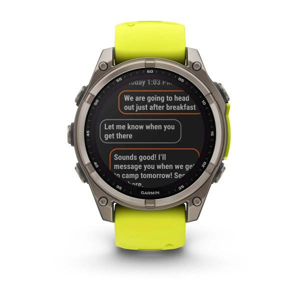 Montre Garmin Fenix 8 Solar Sapphire Titane Bracelet Jaune 47mm 