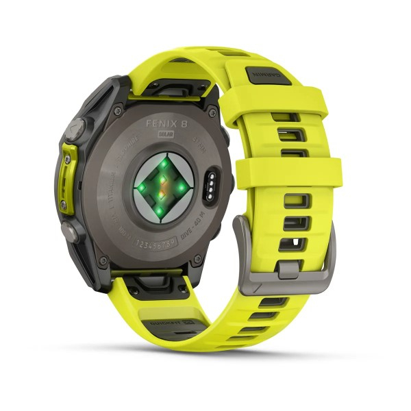 Montre Garmin Fenix 8 Solar Sapphire Titane Bracelet Jaune 47mm 