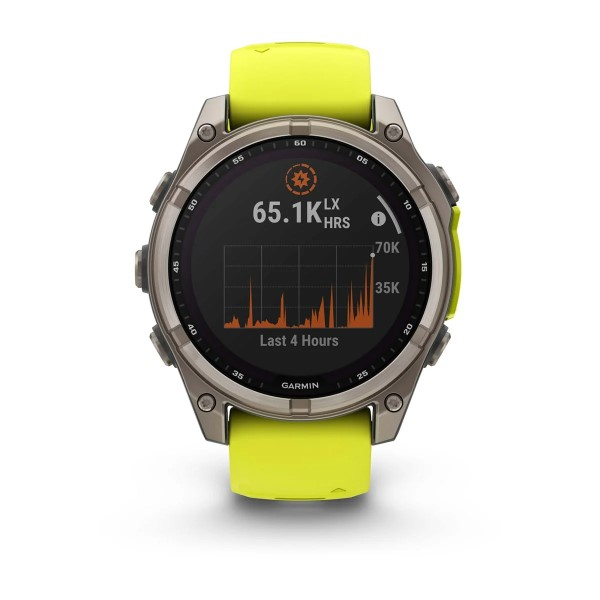 Montre Garmin Fenix 8 Solar Sapphire Titane Bracelet Jaune 47mm 