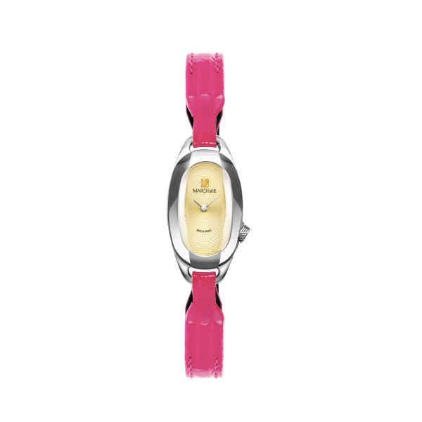 Montre MARCH LA.B Oblongue Cléa Vincent Bracelet Cuir Vinyle Rose