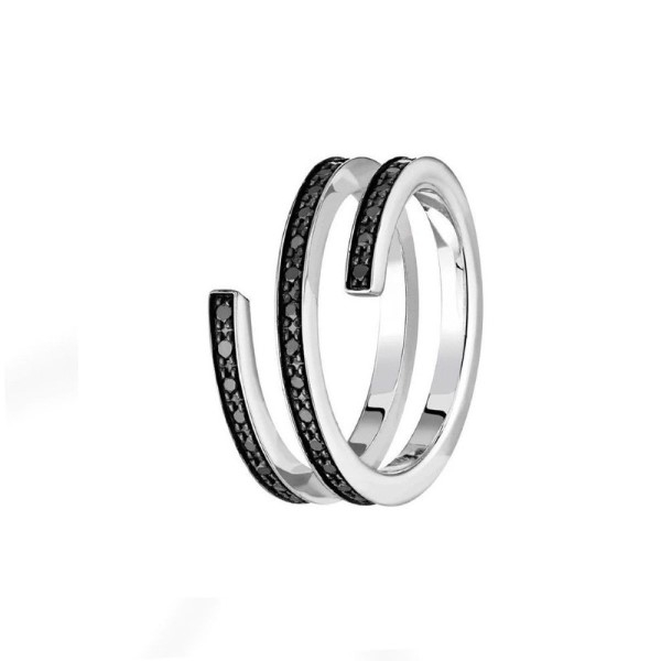 Bague Spirale dinh van Or blanc Diamants Noirs