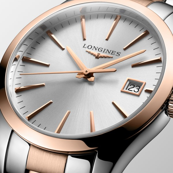 Montre Longines Conquest Cadran ArgentéBracelet Acier PVD Rose