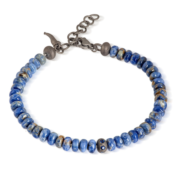 Bracelet Mano J Titane 3 Saphirs Bleus Fermoir Titane