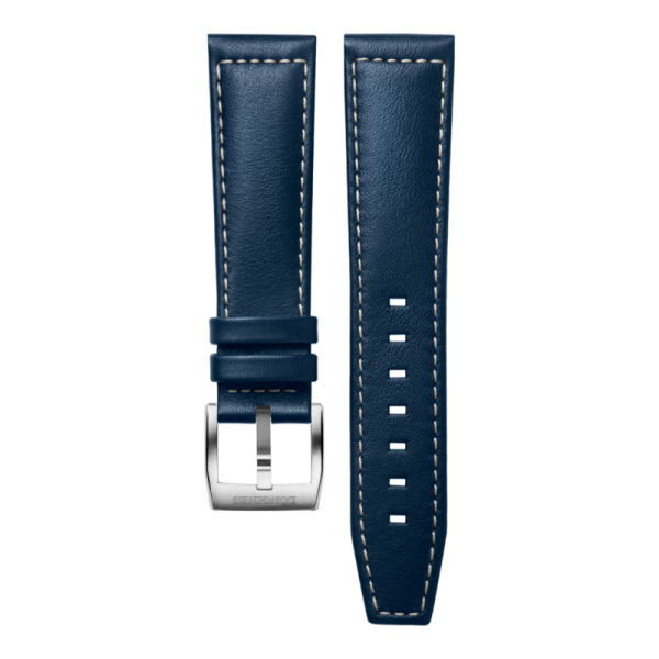 Bracelet Montre Longines Spirit 21mm Cuir Bleu Semi Mat