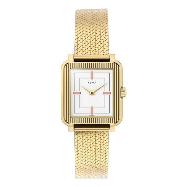 Montre Yema Radiance Dorée Quartz Cadran Email Blanc