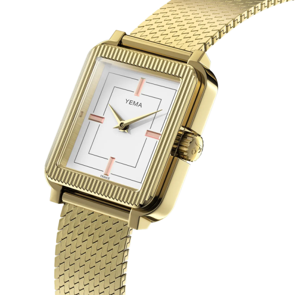 Montre Yema Radiance Dorée Quartz Cadran Email Blanc