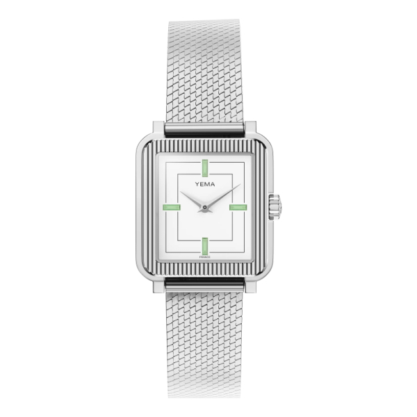 Montre Yema Radiance Argentée Quartz Cadran Email Blanc