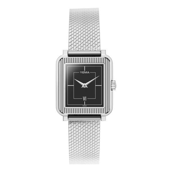 Montre Yema Radiance Argentée Quartz Cadran Noir Brillant