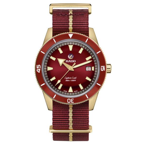 Montre Rado Captain Cook Automatic Bronze Cadran Rouge Bracelet Nato