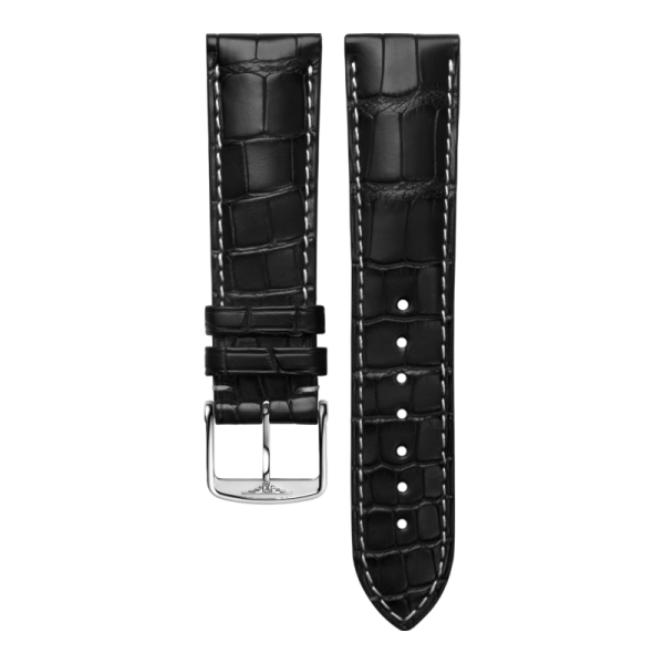 Bracelet Montre Longines Master Collection 22mm Cuir Alligator Noir Mat