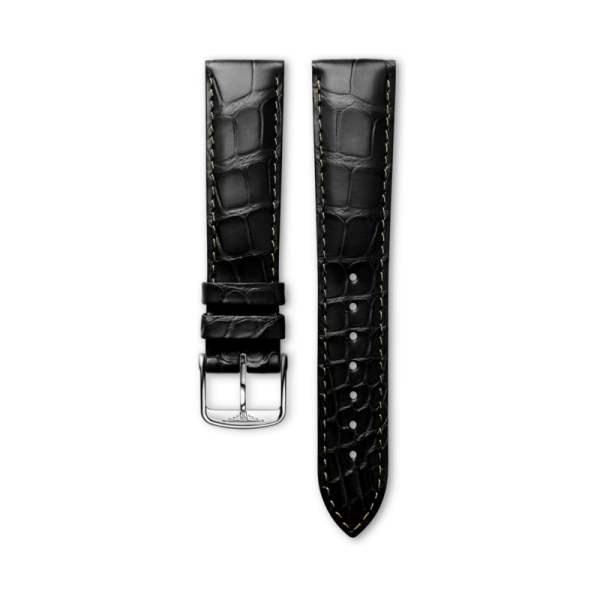 Bracelet Montre Longines Master Collection 19mm Cuir Alligator Noir Mat