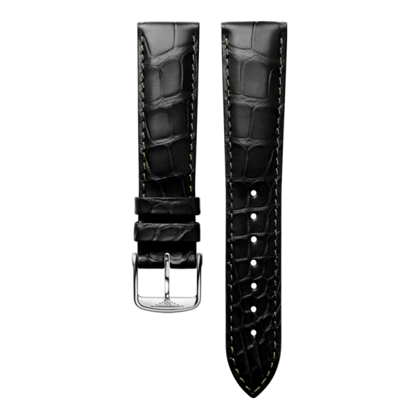 Bracelet Montre Longines Master Collection 19mm Cuir Alligator Noir Mat