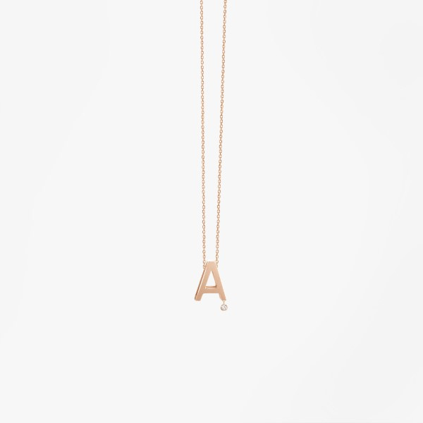 Collier Vanrycke ABÉCÉDAIRE "A" Diamant Or rose 18k 