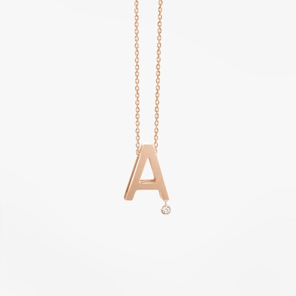 Collier Vanrycke ABÉCÉDAIRE "A" Diamant Or rose 18k 