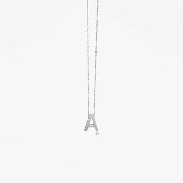 Collier Vanrycke ABÉCÉDAIRE "A" Diamant Or Blanc 18k 