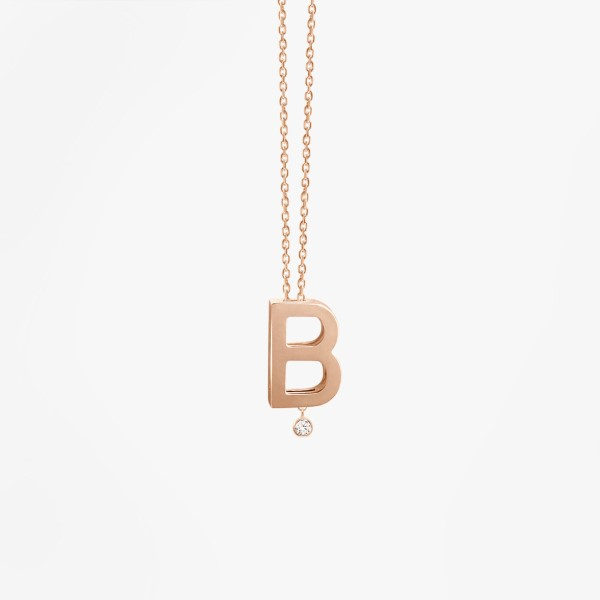 Collier Vanrycke ABÉCÉDAIRE "B" Diamant Or rose 18k 