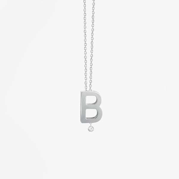 Collier Vanrycke ABÉCÉDAIRE "B" Diamant Or Blanc 18k 