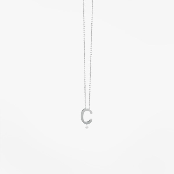 Collier Vanrycke ABÉCÉDAIRE "C" Diamant Or Blanc 18k 