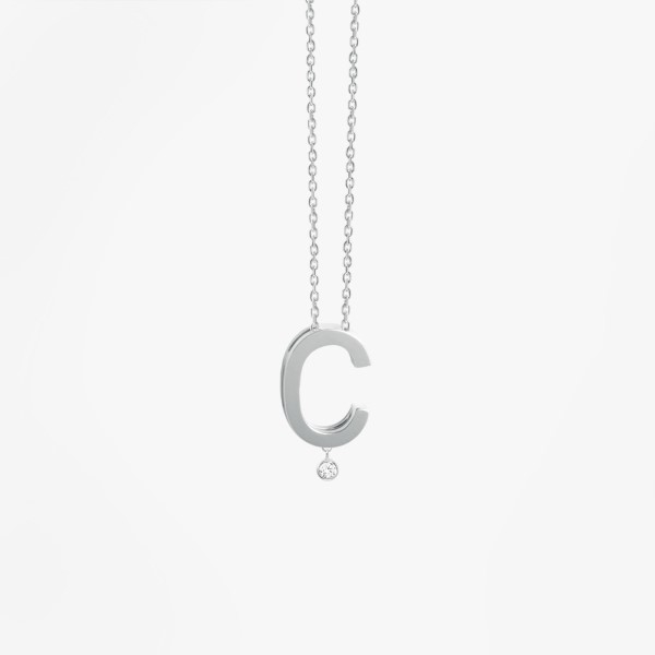 Collier Vanrycke ABÉCÉDAIRE "C" Diamant Or Blanc 18k 