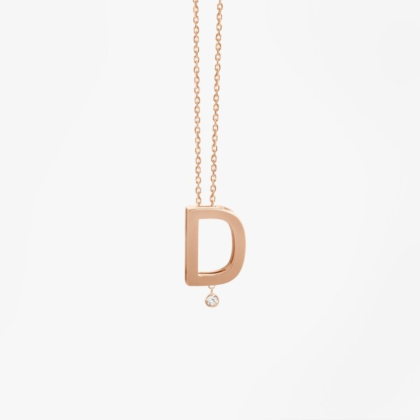 Collier Vanrycke ABÉCÉDAIRE "D" Diamant Or rose 18k