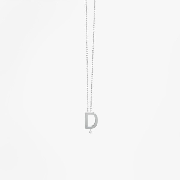 Collier Vanrycke ABÉCÉDAIRE "D" Diamant Or Blanc 18k 