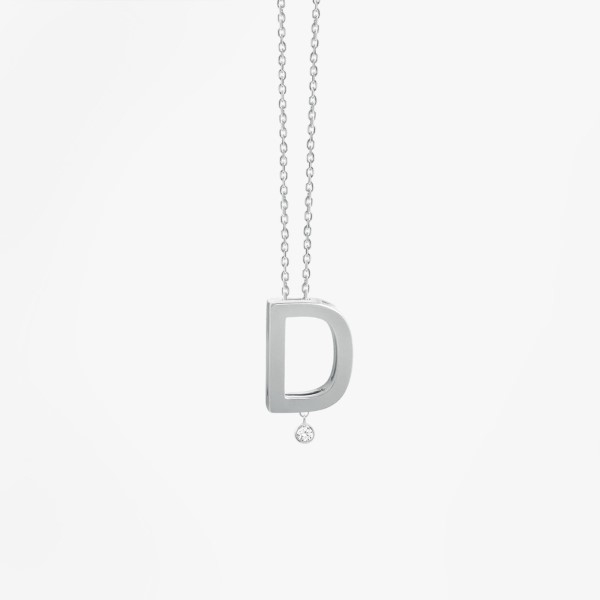 Collier Vanrycke ABÉCÉDAIRE "D" Diamant Or Blanc 18k 