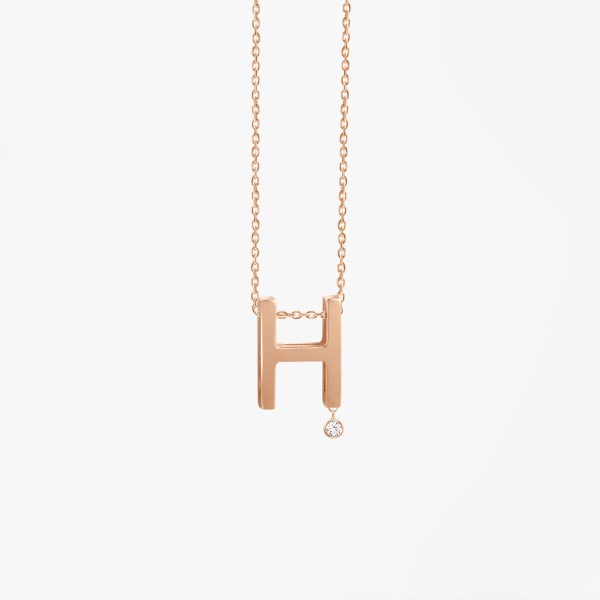 Collier Vanrycke ABÉCÉDAIRE "H" Diamant Or rose 18k