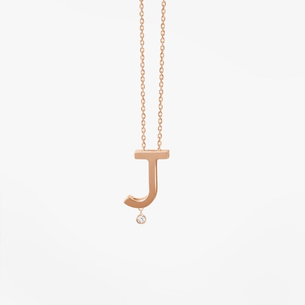 Collier Vanrycke ABÉCÉDAIRE "J" Diamant Or rose 18k